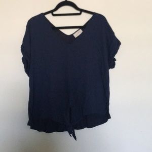 Navy Blue Tie Up Blouse
